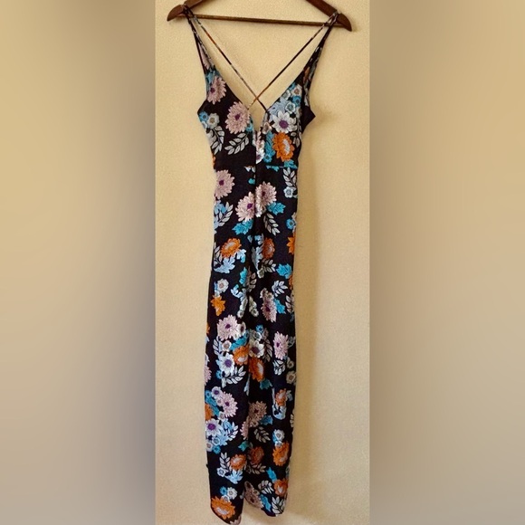 ASTR| Blue Orange Floral Maxi Spaghetti Strap Sundress w/Hi-Low Front Sz XS - Picture 7 of 8